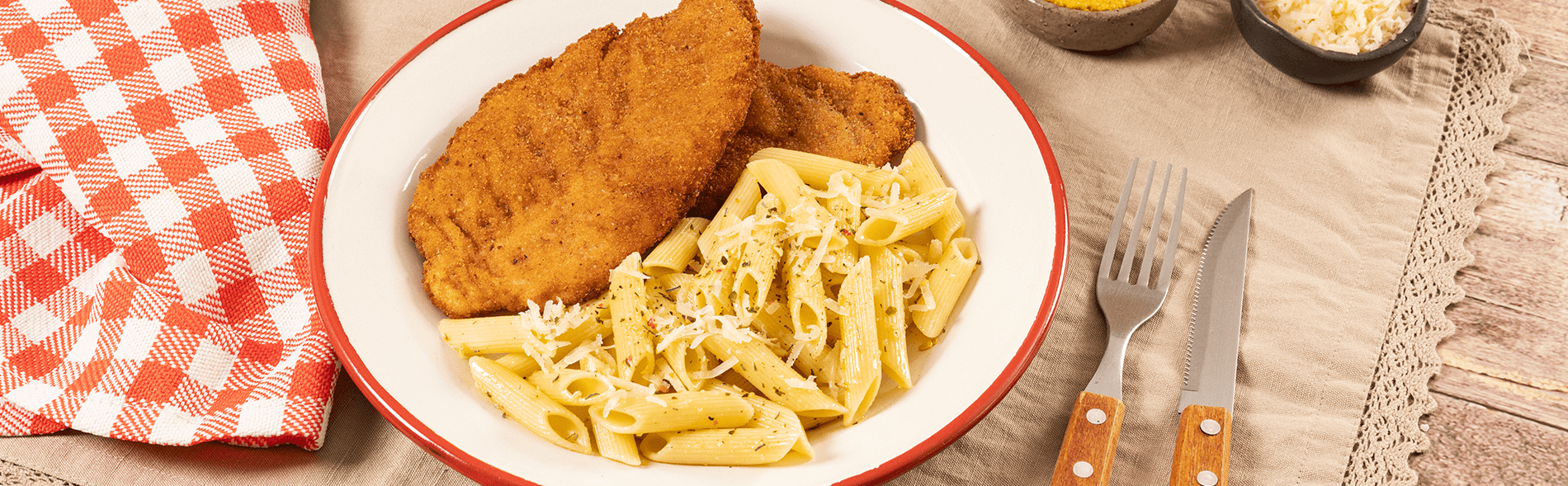 receta milanesa de pollo con mascarroni