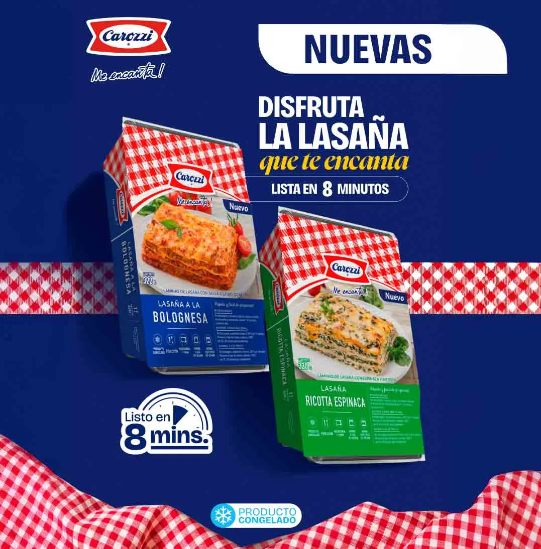 foto con la presentación de las lasañas congeladas carozzi