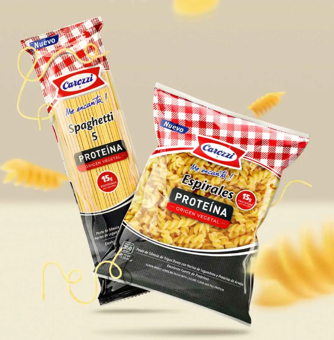 foto con la presentación de las pastas proteina carozzi