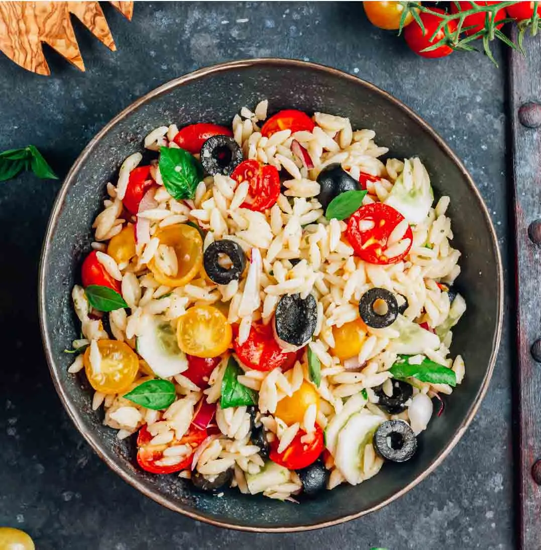plato de rizzo con verduras salteadas