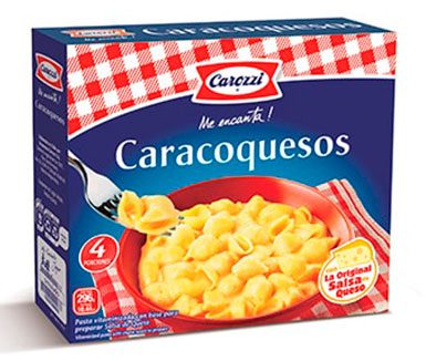 paquete con pasta caracoquesos marca carozzi