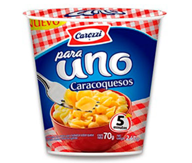 paquete para uno con pasta caracoquesos de la marca carozzi