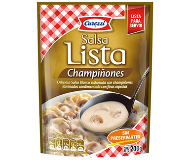 salsa blanca con champiñones lista