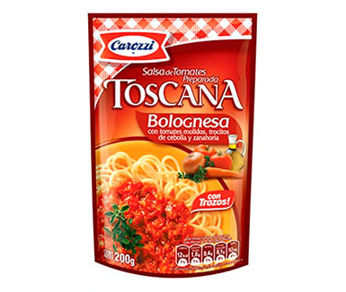 salsa toscana bolognesa de la marca carozzi