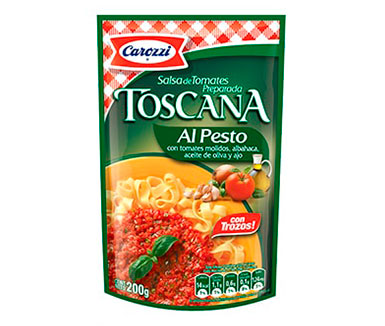 salsa toscana al pesto de la marca carozzi