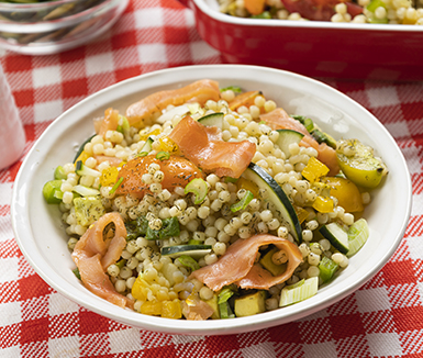 ensalada de granizo con salmón ahumado