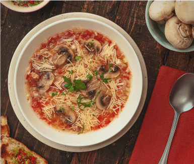 sopa cabellos de angel con champiñones