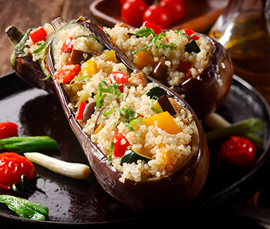 canelones de berenjena rellenos de filete y cuscus