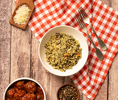 receta risotto de quinoa con albondigas