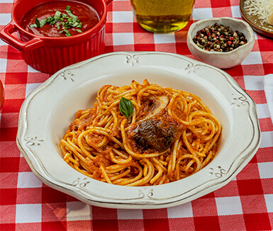 receta de spaghetti con salsa napolitana y osobuco