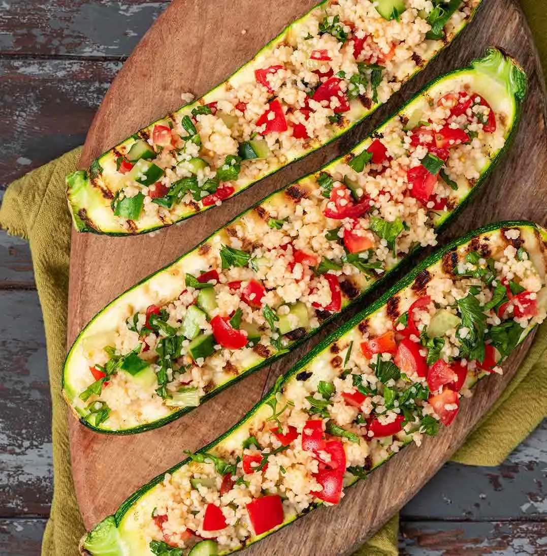 zucchinis con cuscus a la parrila